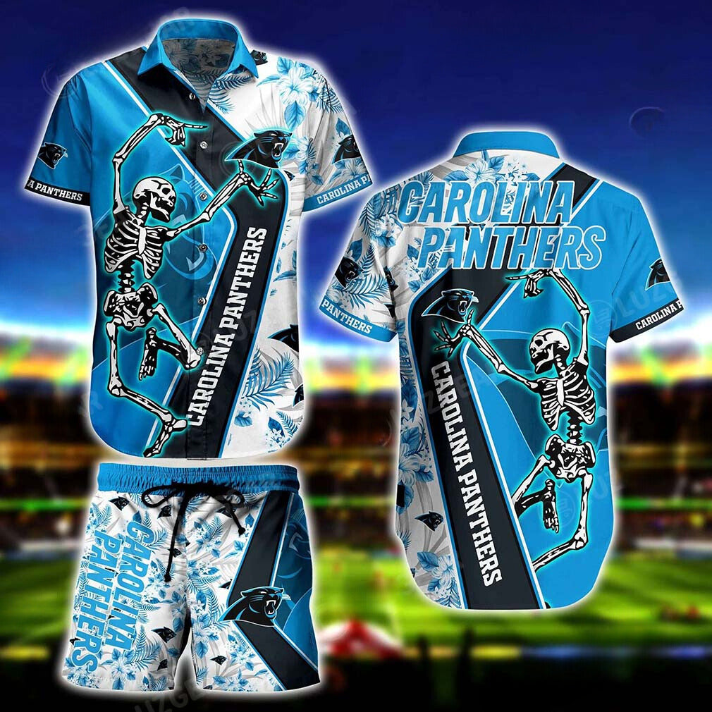 Carolina Panthers Skeleton Design Hawaiian Shirt 896897