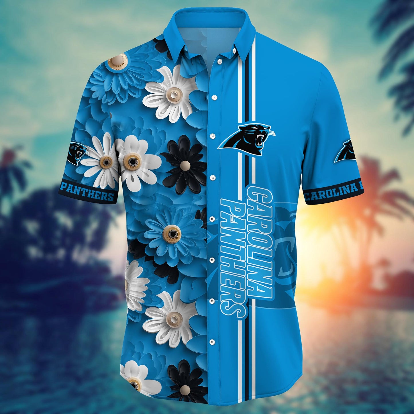 Carolina Panthers Hawaiian Shirt Tropical Thunder Design 401262
