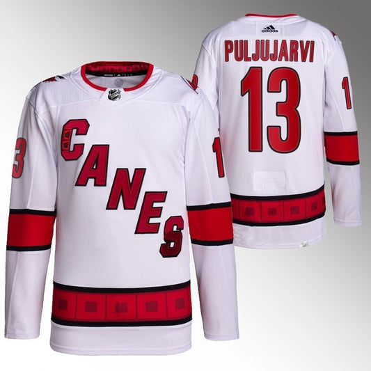 Carolina Hurricanes #13 Jesse Puljujarvi White Away Jersey_conew1