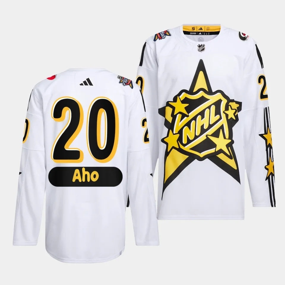 Carolina Hurricanes #20 Sebastian Aho 2024 NHL All-Star White Jersey Style 1