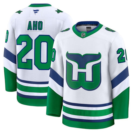 Carolina Hurricanes #20 Sebastian Aho Throwback Premium Jersey - White