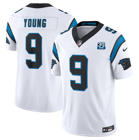 Carolina Panthers #9 Bryce Young White 2024 30th Anniversary Patch F.U.S.E. Vapor