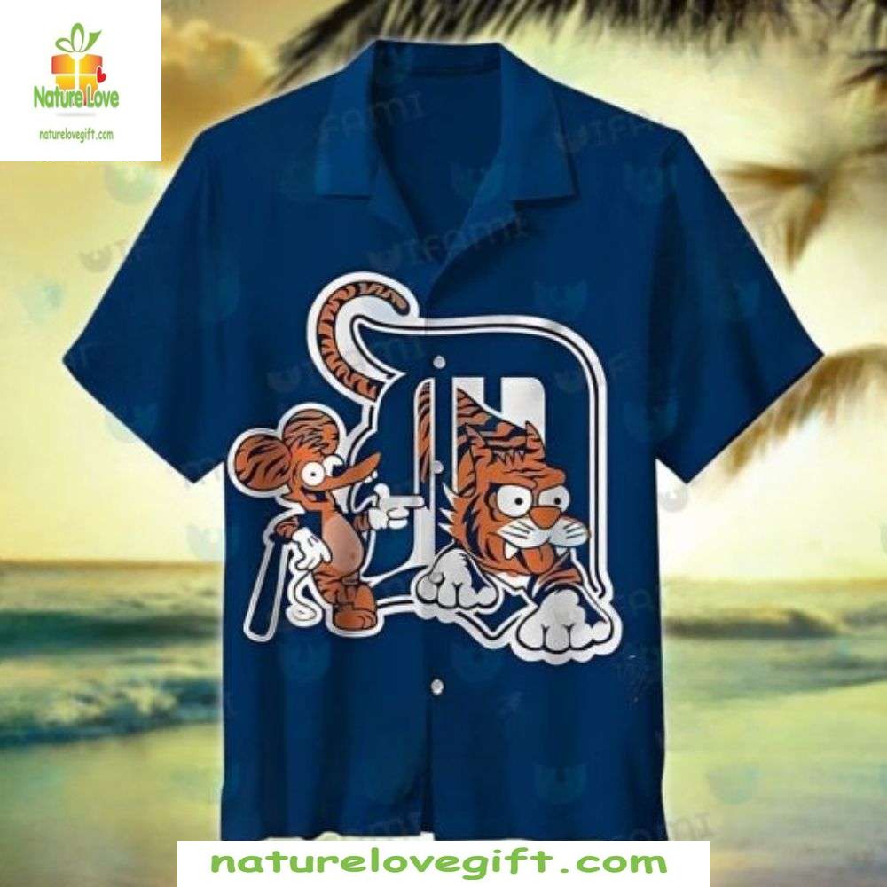 Detroit Tigers Hawaiian Shirt Cartoon Mascot Fun Stylish Baseball Apparel