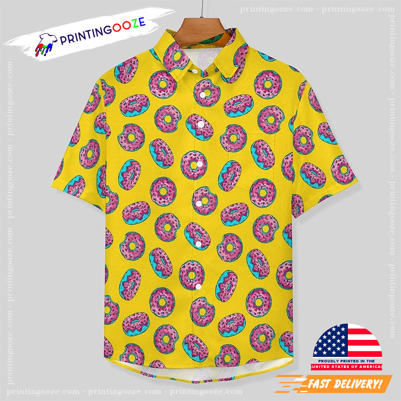 Cartoon Yellow Donut Hawaiian Shirt