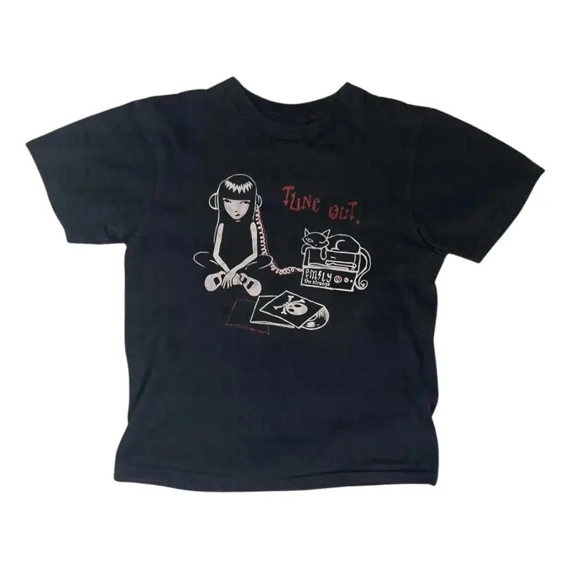 Cat Girl Baby Tee, Vintage Graphic Tee, Women's Vintage T-Shirt, Punk Streetwear, Emo Girl Tops, Grunge 2000s, Cat Lover Gift, Gift For Girlfriend Cotton Womenswear