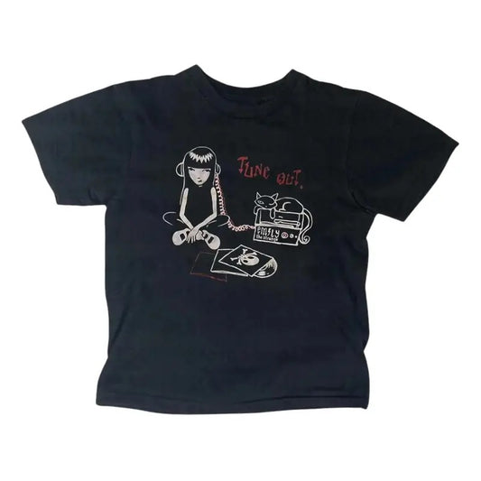 Cat Girl Baby Tee, Vintage Graphic Tee, Women's Vintage T-Shirt, Punk Streetwear, Emo Girl Tops, Grunge 2000s, Cat Lover Gift, Gift For Girlfriend Cotton Womenswear