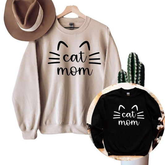 Cat Mom Sweatshirt, Cat Mama Sweatshirt for Women T-Shirts, Hoodie | InkThreadWorks.com