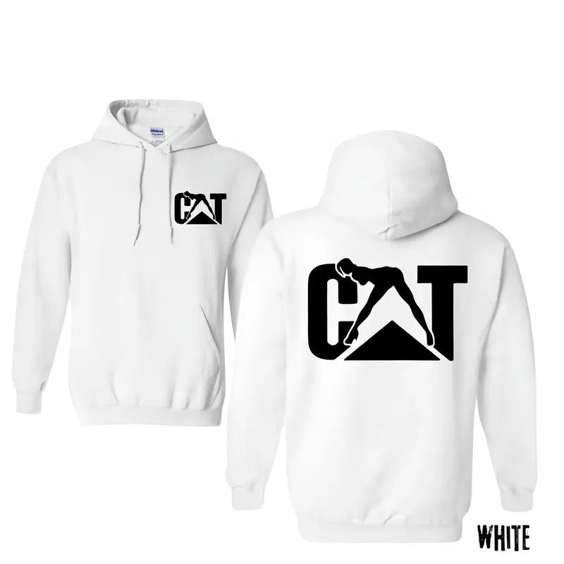 Cat with Woman Hoodie, Unisex Classic Fabric Shirt, Lady Cat Tee, Menswear Sweaters Tops Pullover Human Casual Long sleeve