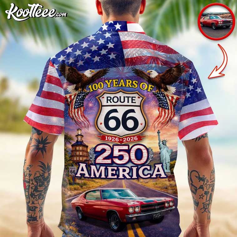 Celebrate 100 Years Of Road Route 66 Custom Car Photo Hawaiian Shirt