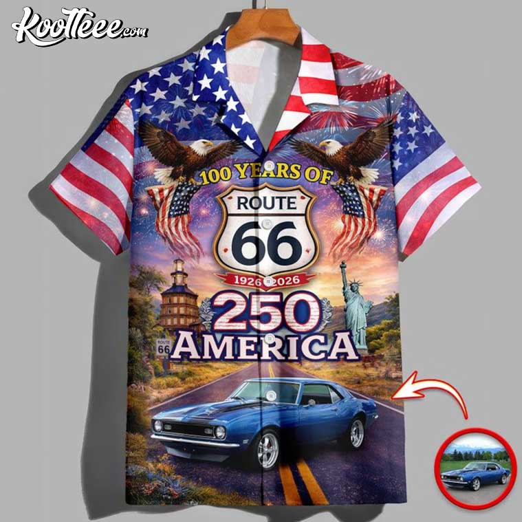 Celebrate 100 Years Of Road Route 66 Custom Car Photo Hawaiian Shirt