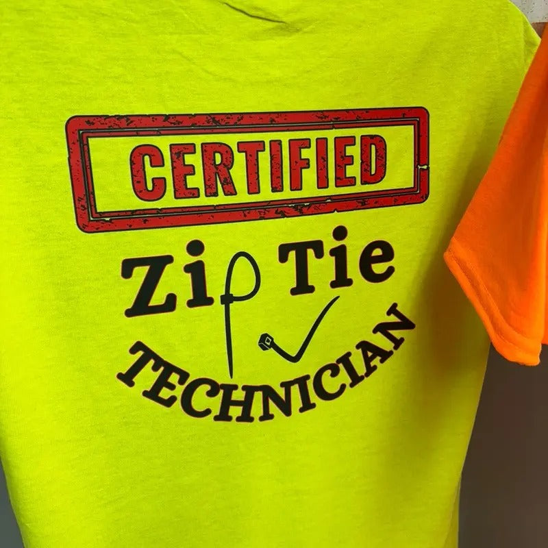 Certified Zip Tie Technician short sleeve shirt Cotton Menswear Soft T-Shirt Hoodie, Sweatshirt | InkThreadWorks.com