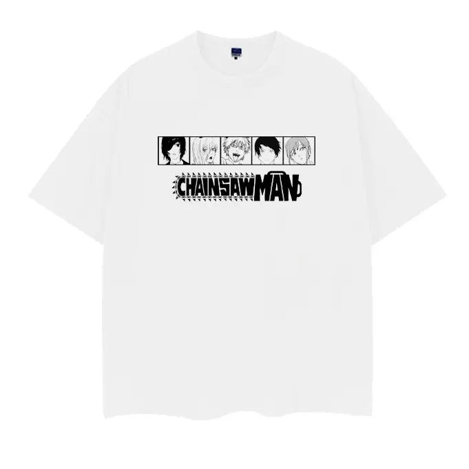 Chainsaw Man "Demon Hunter" Heavyweight Vintage Tee 100% Cotton OVERSIZED Anime T-shirt Menswear Top Casual Streetwear White Baggy