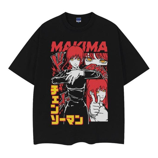 Chainsaw Man "Makima" Vintage Oversized Tee Anime T-shirt 100% Cotton Original Design Men's Top Casual Streetwear
