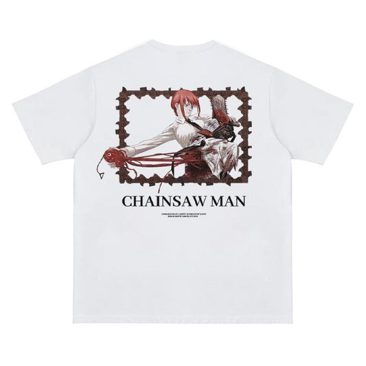 Chainsaw Man "Makima's Heartstealer" Vintage Oversized Tee Anime T-shirt 100% Cotton Original Design Men's Top for Fans DTG Printing Menswear Tshirt Streetwear Casual Tropical Crewneck