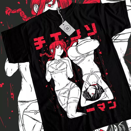 Chainsaw Man T-Shirt & Sweatshirt, Makima And Reze Kawaii Waifu Graphic Tee, Anime Manga Lover Gifts Ball Cotton
