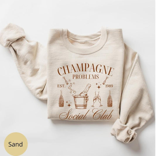 Champagne Problems Sweatshirt, Champagne Social Club T-shirt, Old Money Aesthetic Sweater for Champagne lovers Hoodie