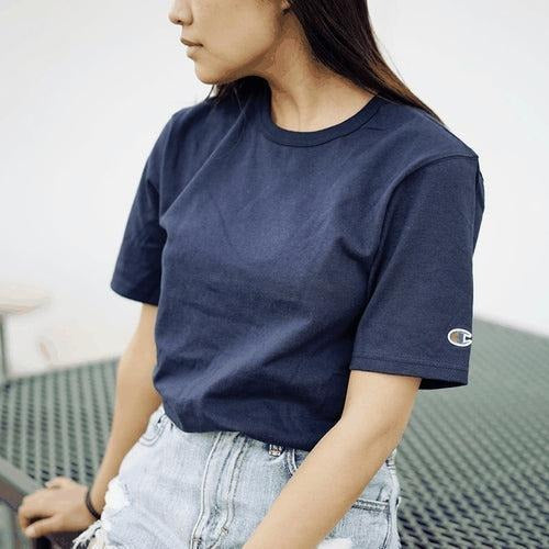Champion Logo Crewneck Life Short Sleeve T-shirt - Dark Blue Hoodie, Sweatshirt | InkThreadWorks.com