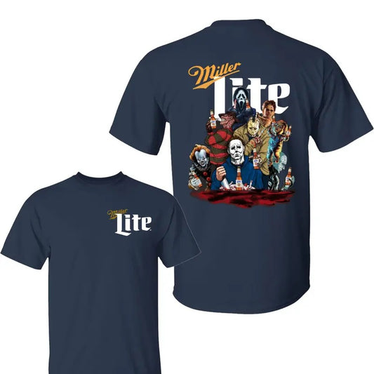 Characters Friend Shirt, Miler Lite Horror Characters Halloween Shirt, Horror Movie Shirt, Miler Lite Tshirt,  Halloween Shirt, Unisex Classic Cotton Tee with 2 Sided Graphic Print in All Sizes, For Women, For Men