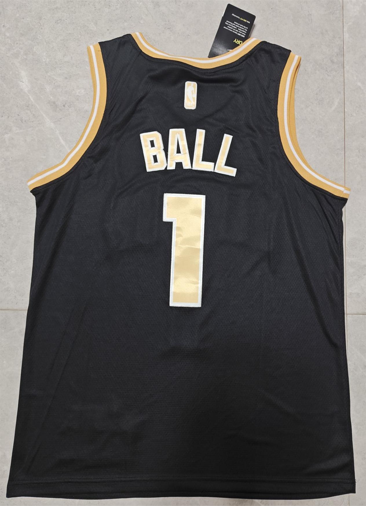 Charlotte Hornets #1 Ball 2425 jersey blackgold Style 1