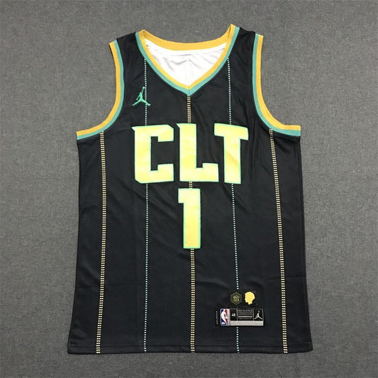 Charlotte Hornets #1 LaMelo Ball 22-23 Season Hornets 1 # · Black City Edition Jersey Style 2