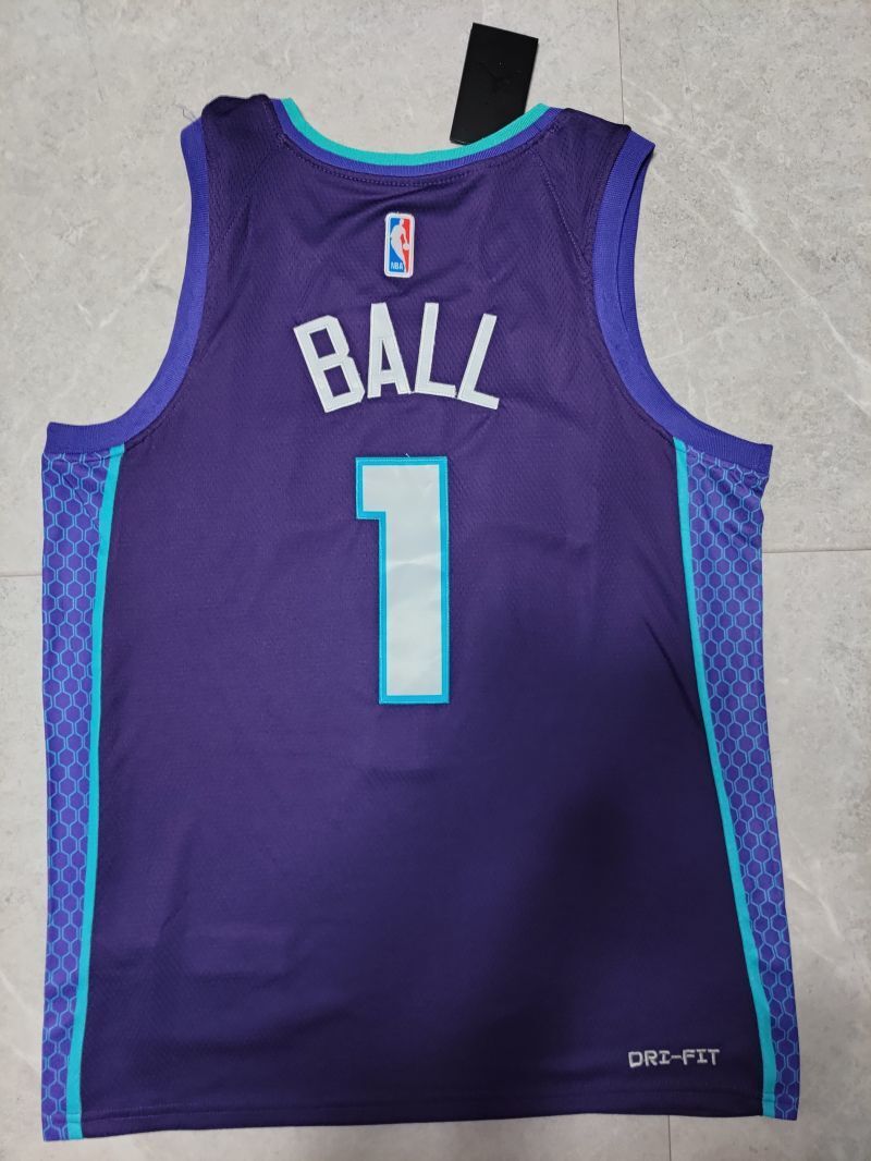 Charlotte Hornets #1 LaMelo Ball 22-23 Season nba Pelicans Team 1# Purple Jersey Style 1