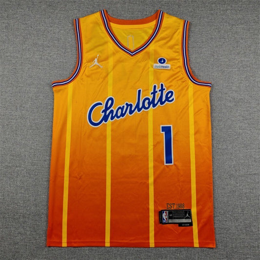 Charlotte Hornets #1 LaMelo Ball 26 Hornets 1 Yellow City Edition Style 2