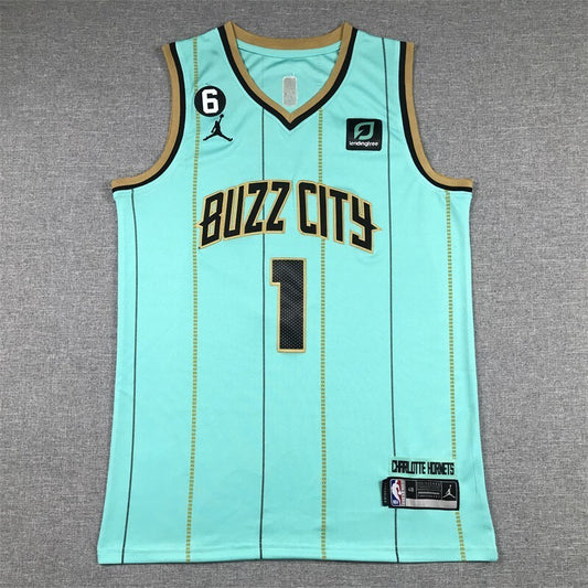 Charlotte Hornets #1 LaMelo Ball Hornets 1 Light Green New Style 2