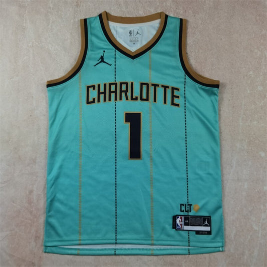 Charlotte Hornets #1 LaMelo Ball Hot Press Hornets Style 2