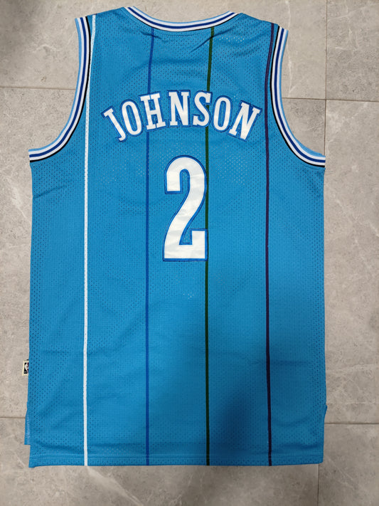 Charlotte Hornets #2 Larry Johnson Hornets 2# Larry ·· Retro NBA Jersey Style 3