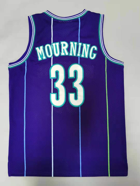 Charlotte Hornets #33 Alonzo Mourning Hornets 33# Retro - Purple Style 2