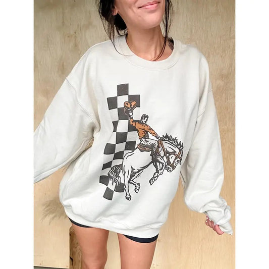 Checker Cowboy Graphic Top