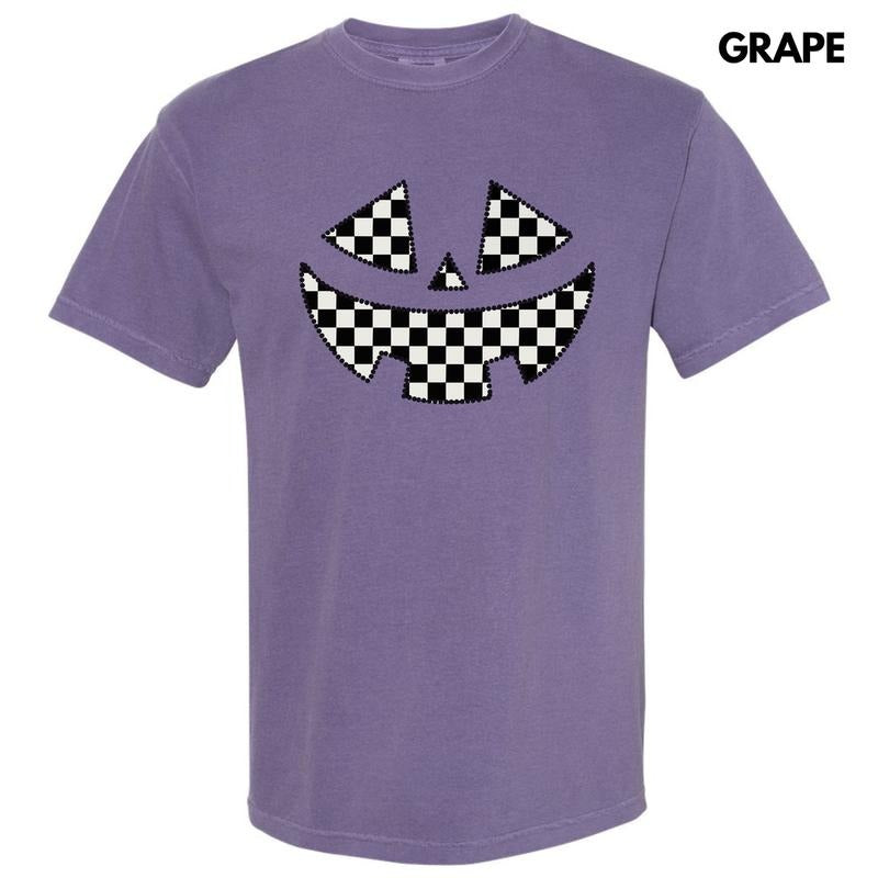 Checker Jack O Lantern Face Comfort Colors T-Shirt 'NLB' Hoodie, Sweatshirt | InkThreadWorks.com