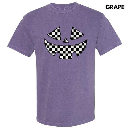 Checker Jack O Lantern Face Comfort Colors T-Shirt 'NLB' Hoodie, Sweatshirt | InkThreadWorks.com