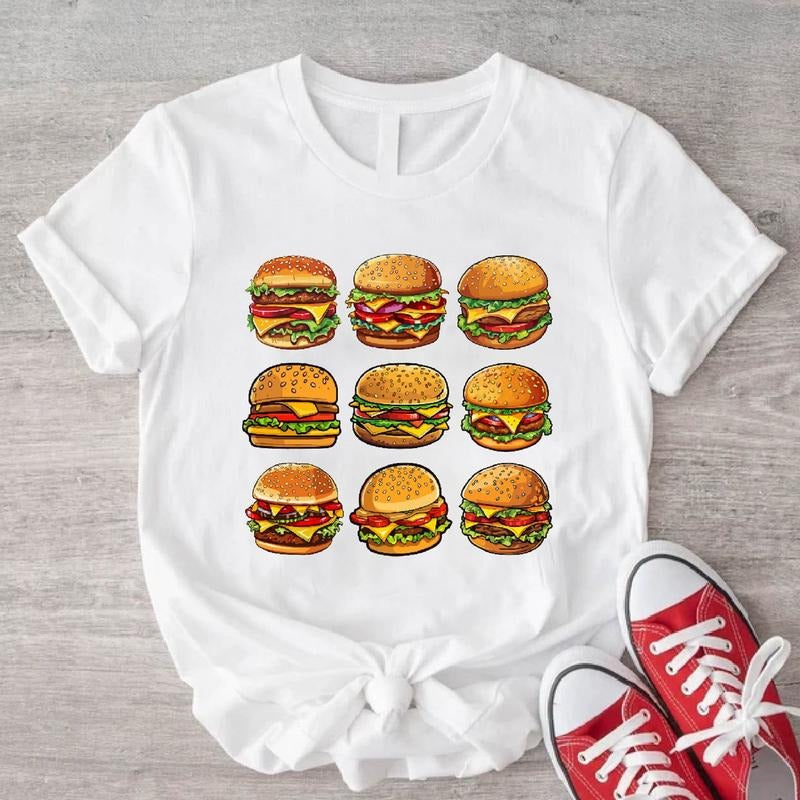 Cheeseburger T-Shirt, Hamburger Lover Gift Shirt, Burger Birthday Gift Tee, Foodie Friend Gift Short Sleeve, Unisex Burger Graphic Shirt.