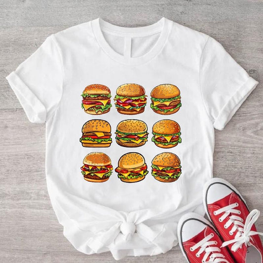 Cheeseburger T-Shirt, Hamburger Lover Gift Shirt, Burger Birthday Gift Tee, Foodie Friend Gift Short Sleeve, Unisex Burger Graphic Shirt.