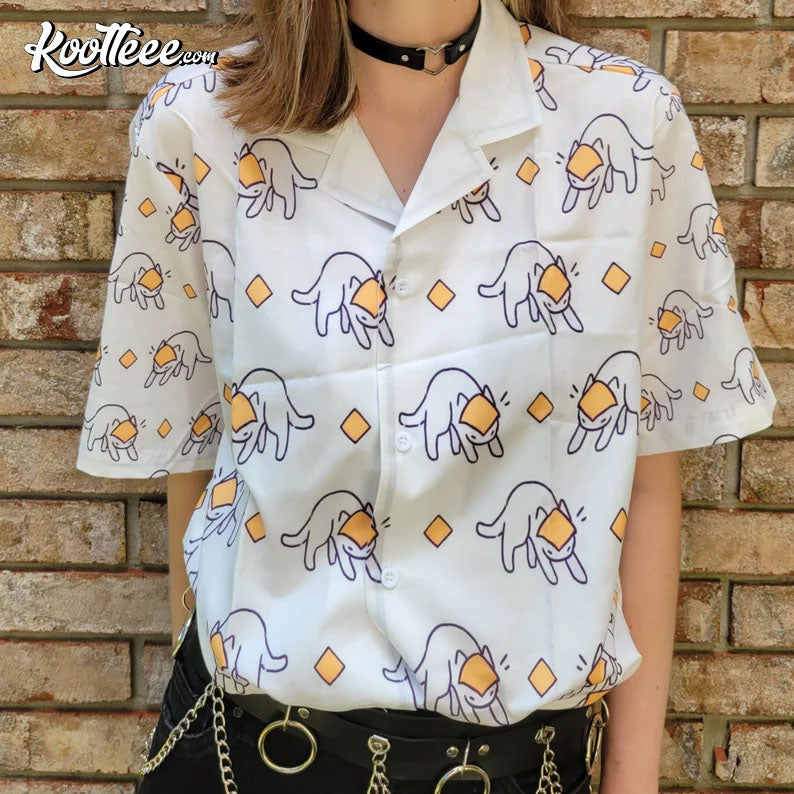 Cheesecat Button Up Hawaiian Shirt