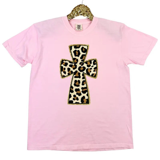 Cheetah CROSS Chenille Patch Comfort Colors T-Shirt Hoodie, Sweatshirt | InkThreadWorks.com