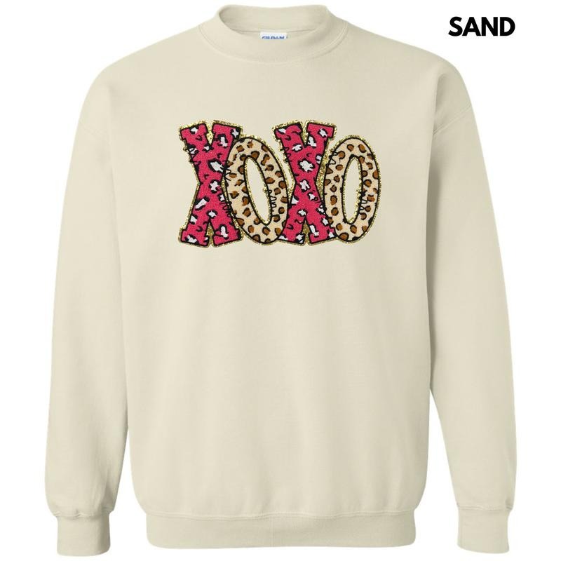 Chenille Leopard XOXO Patch Sweatshirt T-Shirts, Hoodie | InkThreadWorks.com