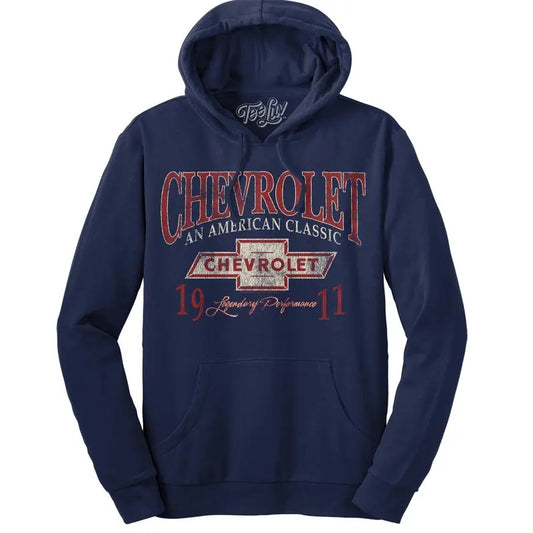 Chevy American Classic Pullover Hooded Sweatshirt - Navy