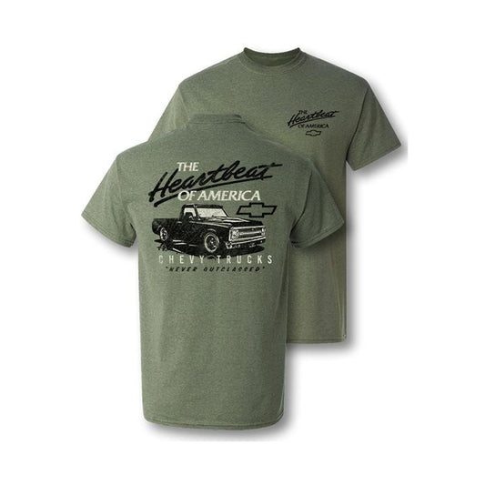 Chevy Trucks Never Outclassed Heartbeat of America Vintage Graphic T-Shirt Cotton Casual Crewneck Shortsleeve Menswear Top Polyester Man Tshirt Streetwear Tropical Biker