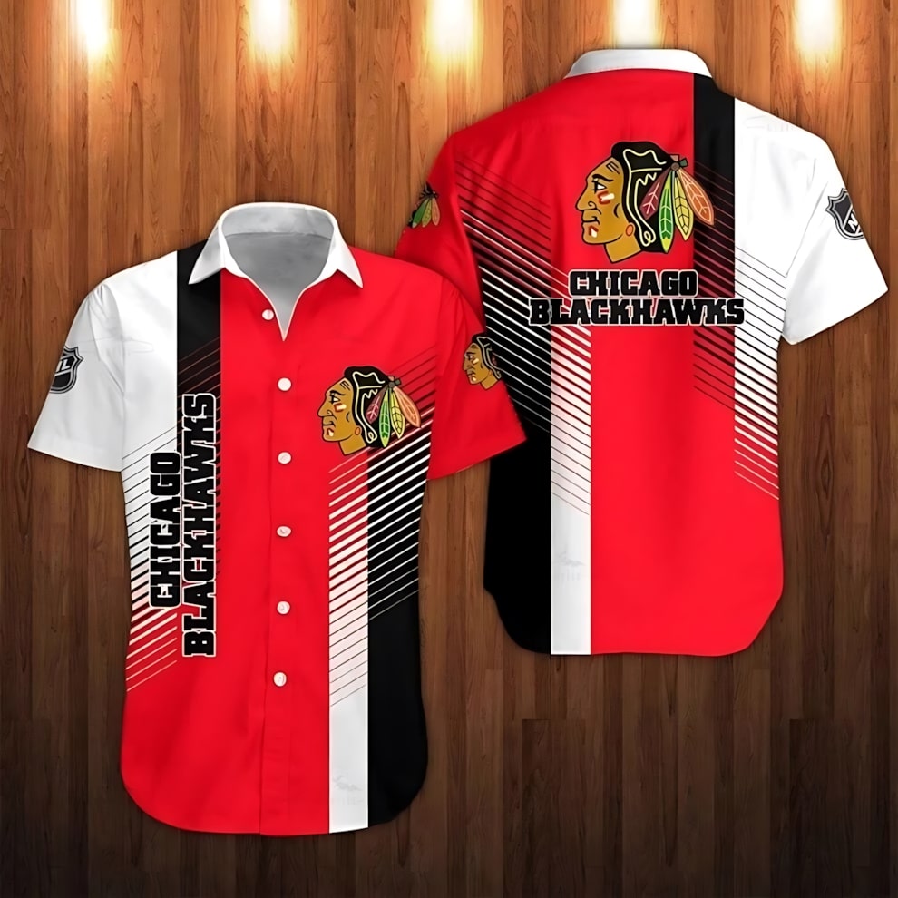 Chicago Blackhawks Hawaiian Shirt Bold Stripes Design 458145