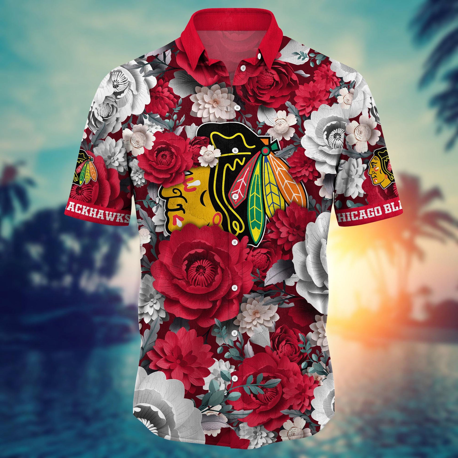Chicago Blackhawks Hawaiian Shirt Elegant Blossom Design 803382