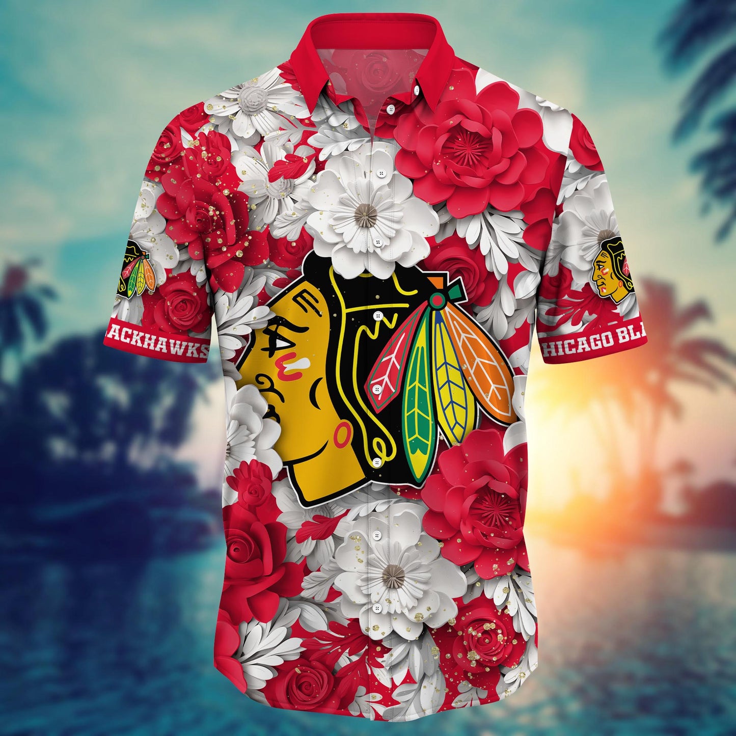 Chicago Blackhawks Floral Hawaiian Shirt 523645