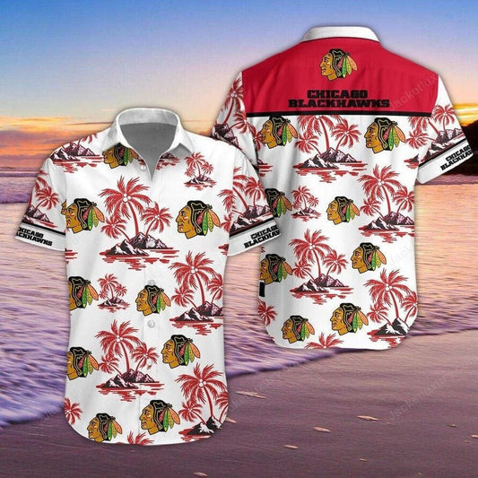 Chicago Blackhawks Hawaiian Shirt Island Sunset Design 525817