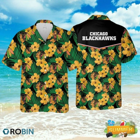 Chicago Blackhawks Tropical Gold Hawaiian Shirt 456577