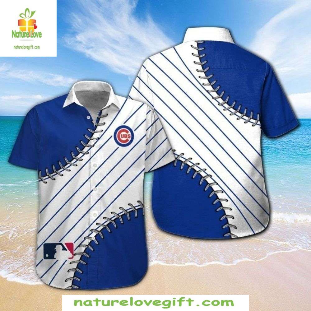 Chicago Cubs MLB Hawaiian Shirt Stylish Baseball Apparel Stripe Design
