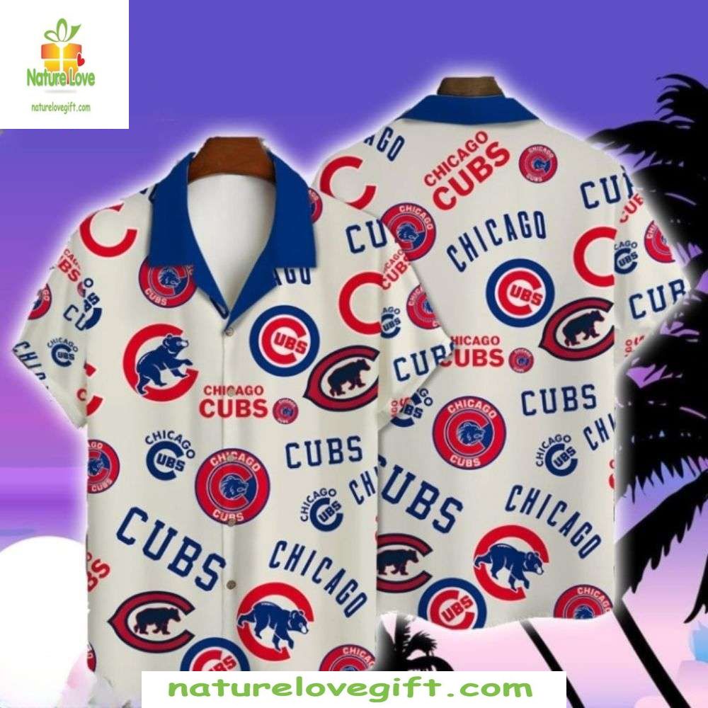 Chicago Cubs Hawaiian Shirt White Team Emblem Stylish Baseball Apparel