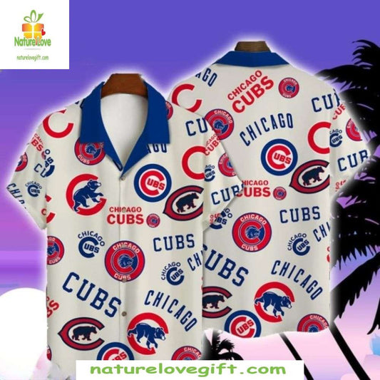 Chicago Cubs Hawaiian Shirt White Team Emblem Stylish Baseball Apparel
