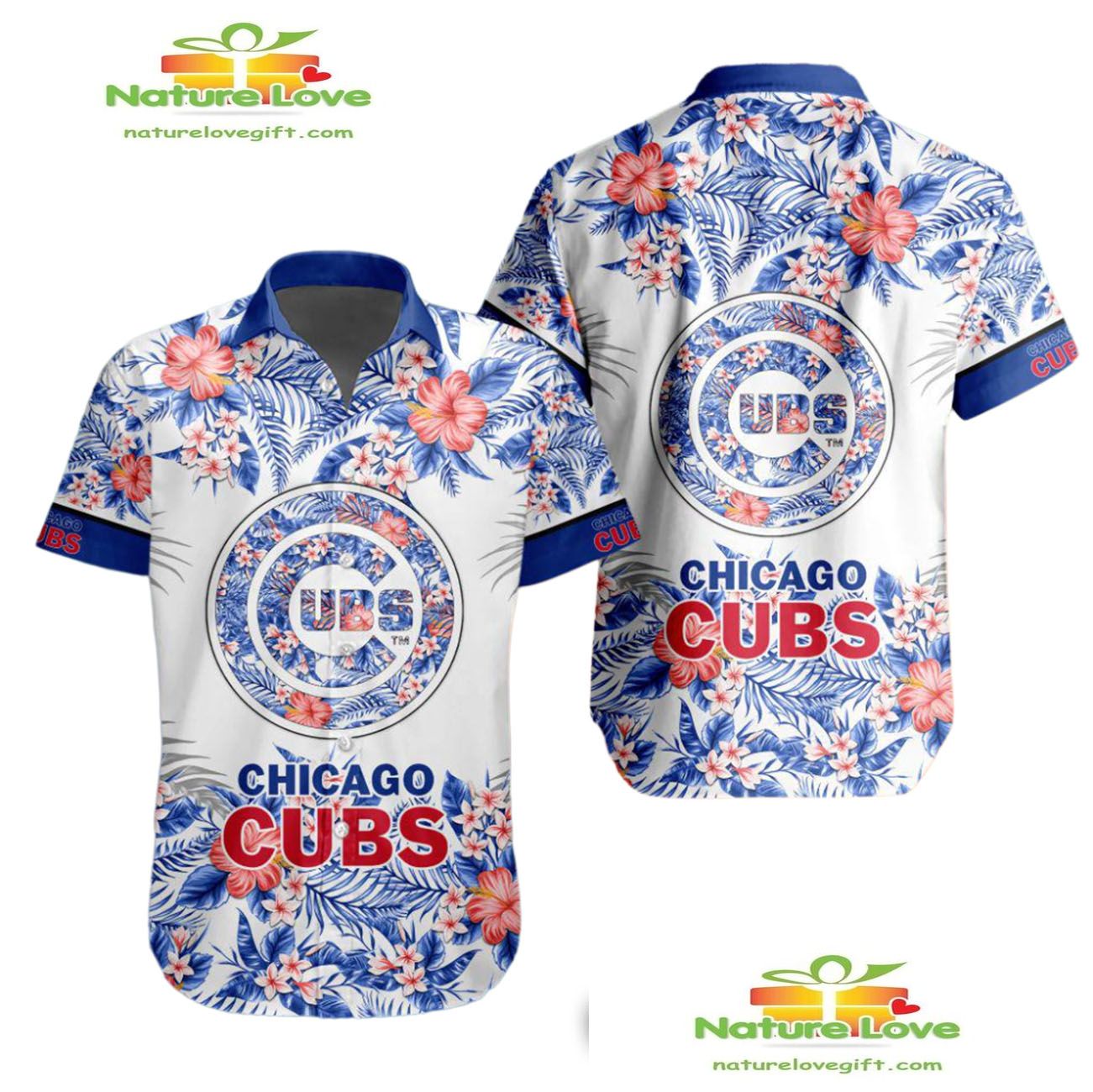 Chicago Cubs Hawaiian Shirt Tropical Flower Aloha Shirt for Men Women