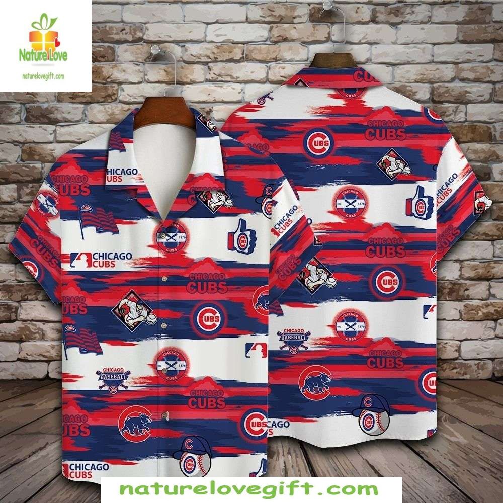 Chicago Cubs MLB Hawaiian Shirt Stylish Baseball Apparel Splatter Design